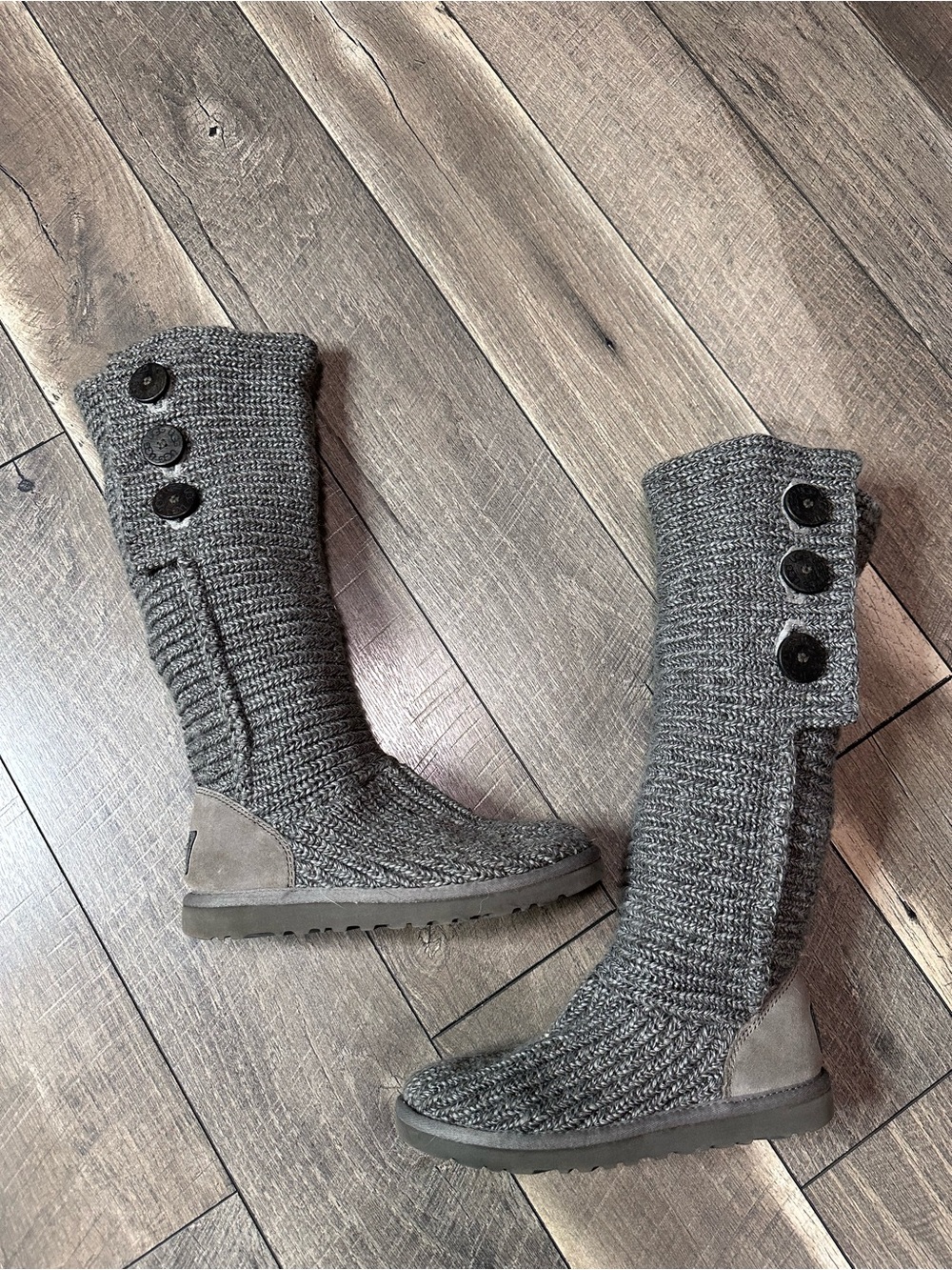 UGG Australia Grey Sweater Button Down Boots